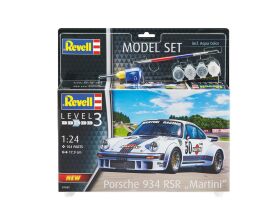 Revell Modellbausatz mit Basiszubehör Model Set Porsche 934 RSR "Martini" / 67685