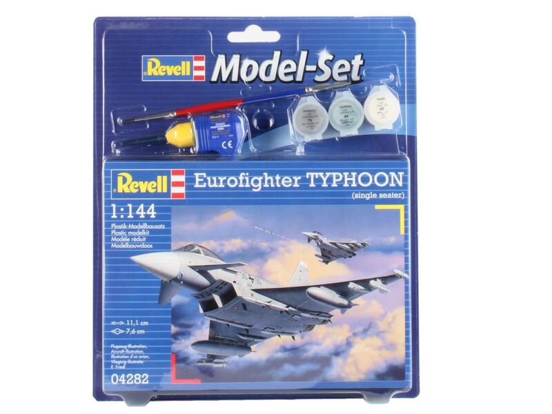 Revell Modellbausatz mit Basiszubehör Model Set Eurofighter Typhoon / 64282