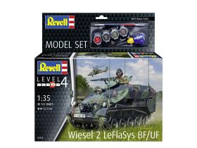 Revell Modellbausatz mit Basiszubehör Model Set Wiesel 2 LeFlaSys BF/UF / 63336