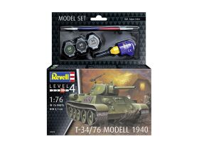 Revell Modellbausatz mit Basiszubehör Model Set T-34/76 Modell 1940 / 63294