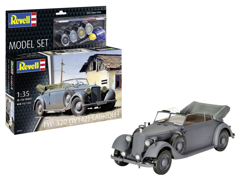 Revell Modellbausatz mit Basiszubehör Model Set Typ 320 (W142) Cabriolet / 63354
