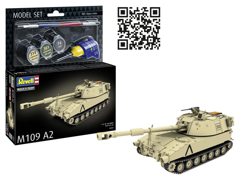 Revell Modellbausatz mit Basiszubehör Model Set M109 A2 / 63361