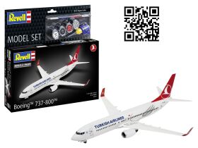 Revell Modellbausatz mit Basiszubehör Model Set Boeing 737-800 "Turkish Airlines" / 63772