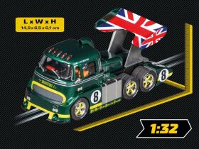 Carrera Digital 1:32 Autorennbahn Fahrzeug Racetruck Cabover British Racing Green, No.8 / 20031093