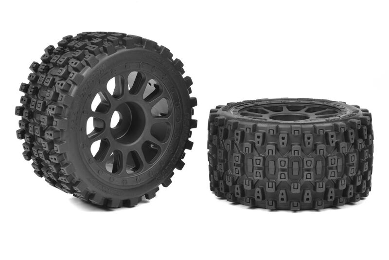 Team Corally 1-8 Buggy Tires Scorpion XTB Rear Wide Glued on Black Rims Off-Set 2WD 1 Pair / C-00180-1194