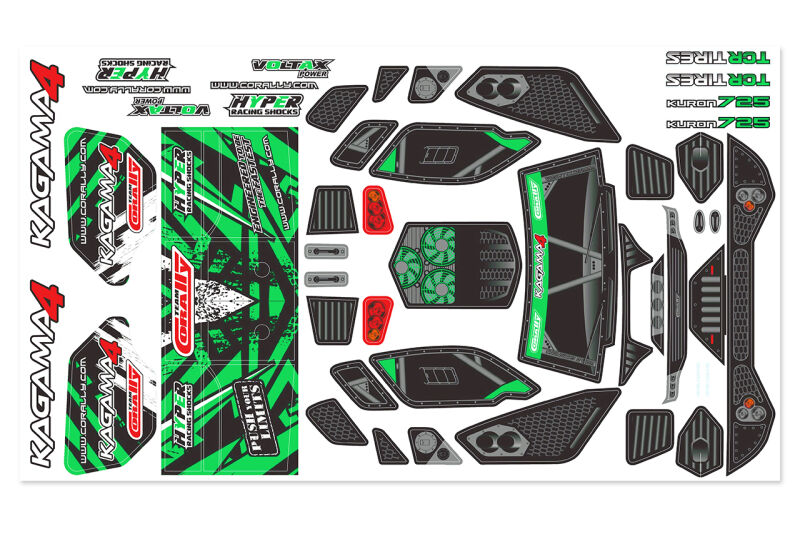 Team Corally Body Decal Sheet Kagama 4 Pre-Cut Color Green 1 Pc / C-00180-1324-3