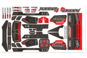 Team Corally Body Decal Sheet Punisher 4 Pre-Cut Color...