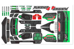 Team Corally Body Decal Sheet Punisher 4 Pre-Cut Color...