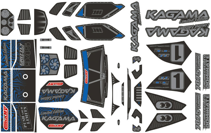 Team Corally Body Decal Sheet KAGAMA Limited Edition Pre-Cut Blue Color 1 Pc / C-00180-981-14