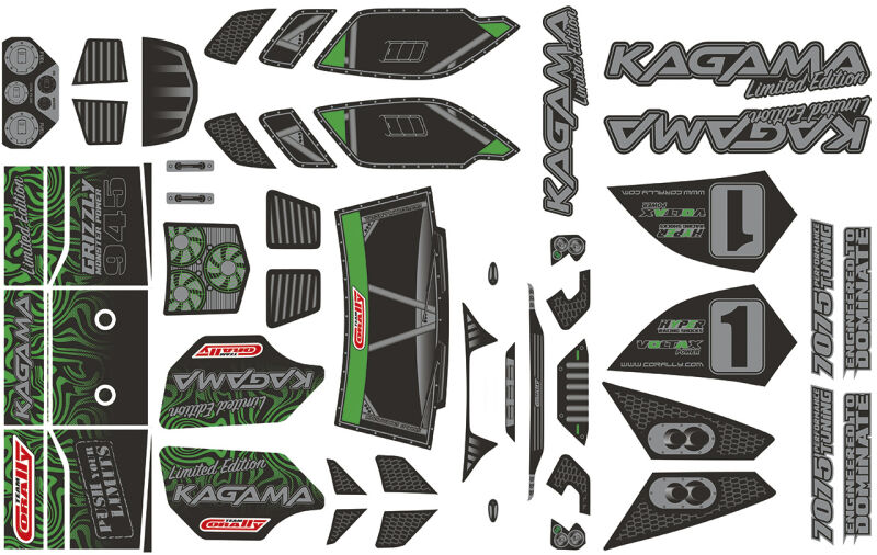 Team Corally Body Decal Sheet KAGAMA Limited Edition Pre-Cut Green Color 1 Pc / C-00180-981-15