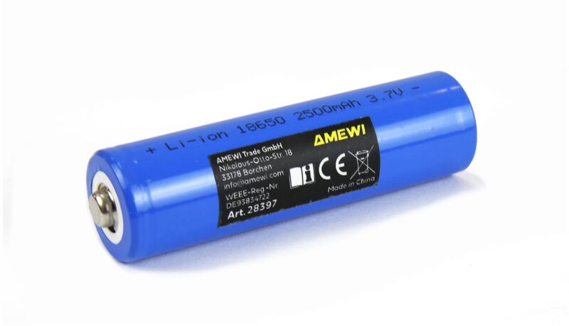 AMEWI / LiIon 1S 3,7V 18650 Zelle 2500mAh / 28397