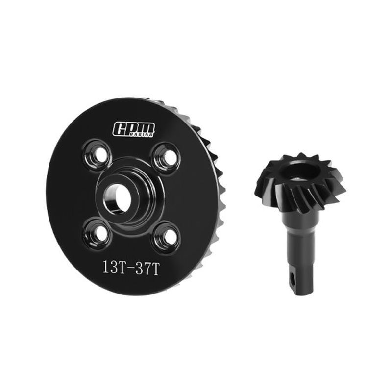 GPM TRAXXAS 1/8 6S Maxx Slash / 1/10 Maxx 1.0 / 2.0 Carbon-Stahl Spiral Tellerrad & Triebling vorn schwarz / GPMTS1200FSBK