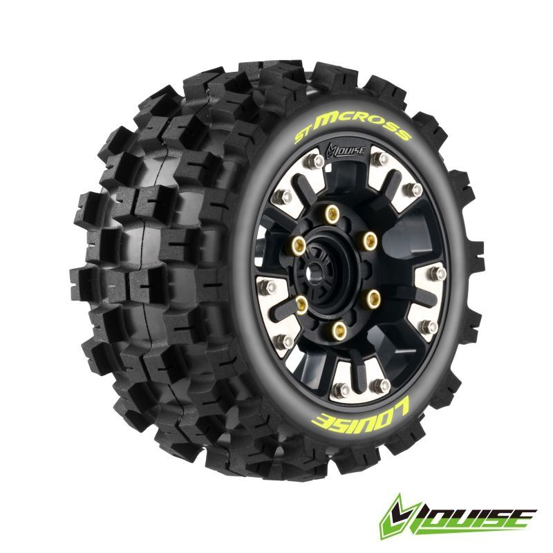 LOUISE TRX Mini-MAXX / XRT ST-MCROSS auf Felge schwarz 12mm Removable Hex (0&1/2) (2) / LOUT3390SM