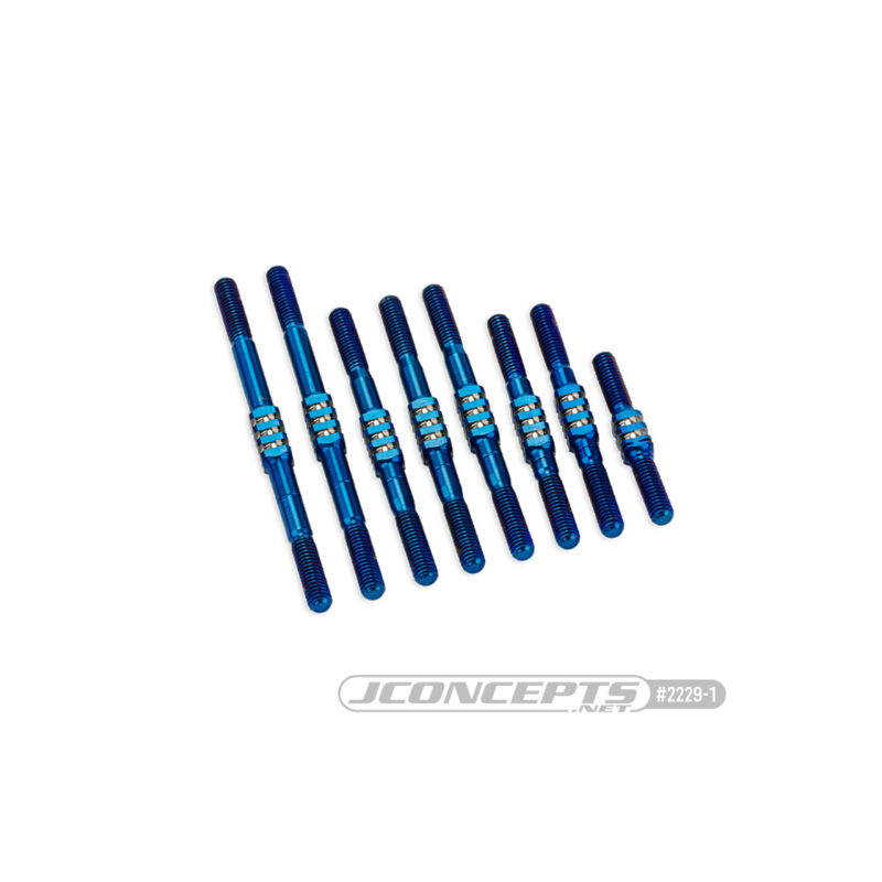 JConcepts - RC10 Worlds Fin titanium turnbuckle set - burnt blue, 8pc (Fits ? original RC10, RC10 Classic, RC10CC, RC10 40th, RC10 Jay Halsey edition, RC10 green edition) / JCO2229-1