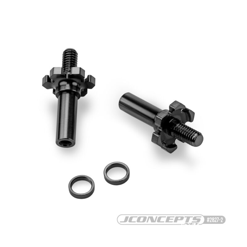 JConcepts RC10B7 | RC10B7D adjustable titanium front axle, 2pc - stealth black / JCO2827-2