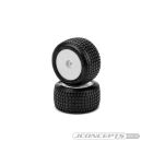 JConcepts Dirt Trac Mini - green compound, pre-mounted, white wheels (Fits - Losi Mini-B | Mini-T rear 2,0) / JCO4120-1221
