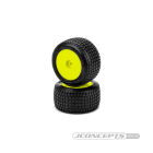 JConcepts Dirt Trac Mini - green compound, pre-mounted, yellow wheels (Fits - Losi Mini-B | Mini-T rear 2,0) / JCO4120-2221