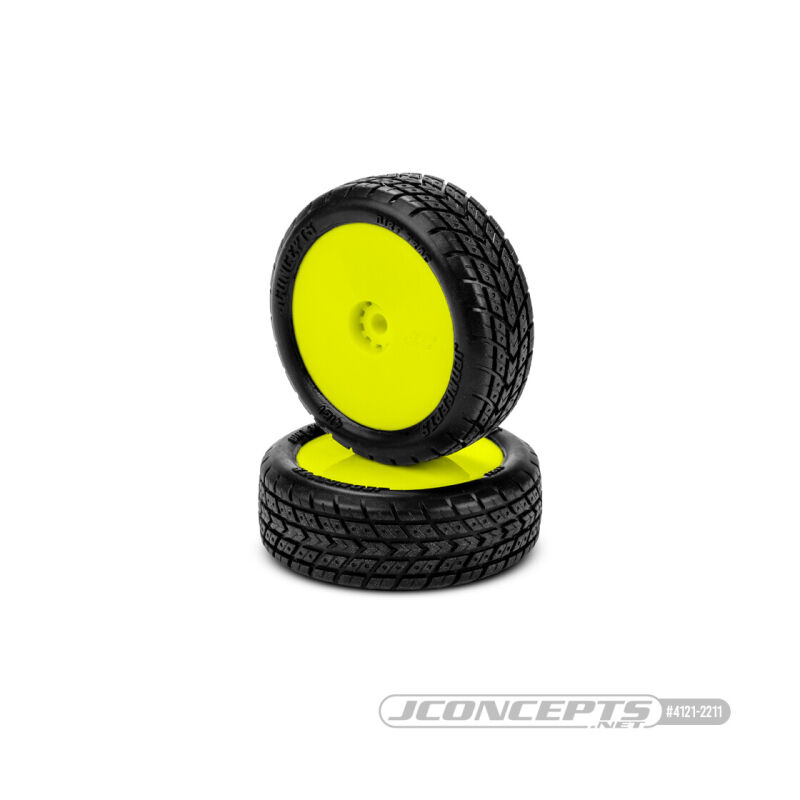 JConcepts Dirt Trac Mini - green compound, pre-mounted, yellow wheels (Fits - Mini-B front) / JCO4121-2211