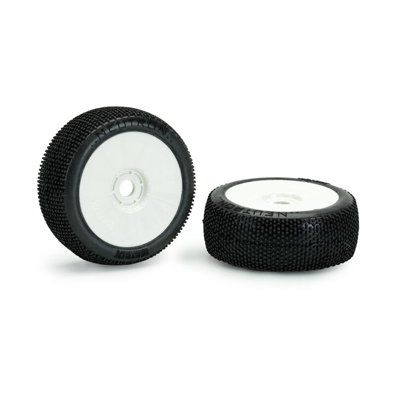 Matrix Neutron Ultra Soft 1:8 Buggy Tires Pre-glued (White Wheels | 2pcs) / MX-NEUUS-GL