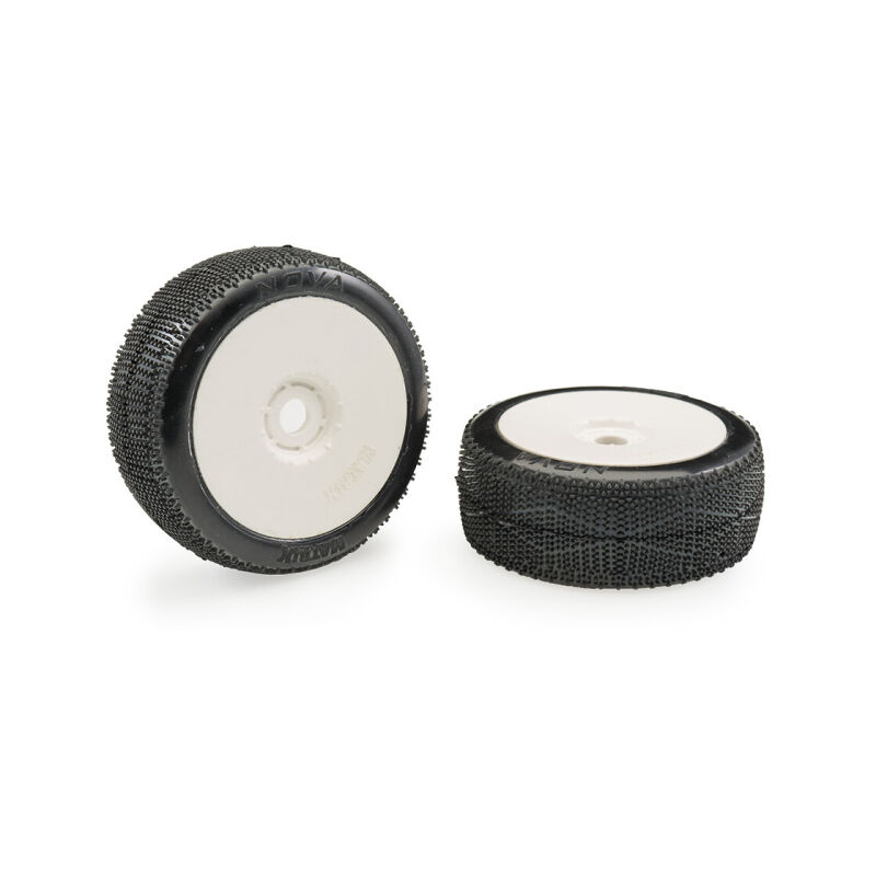 Matrix Nova Super Soft 1:8 Buggy Tires Pre-glued (White Wheels | 2pcs) / MX-NOVSS-GL