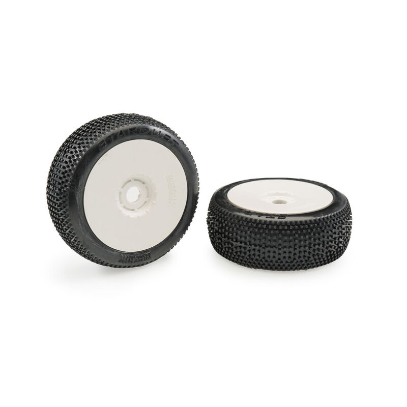 Matrix Stardust Clay Soft 1:8 Buggy Tires Pre-glued (White Wheels | 2pcs) / MX-STACS-GL