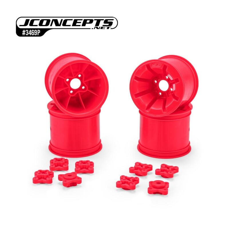JConcepts Pioneer - RC10T 2.2" rear wheel w/ 1/4" & 3/16" axle adaptor, retro pink - 4pc / JCO3469P
