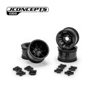 JConcepts Pioneer - RC10 2.2" rear wheel w/ 1/4" & 3/16" axle adaptor, stealth black - 4pc / JCO3464B