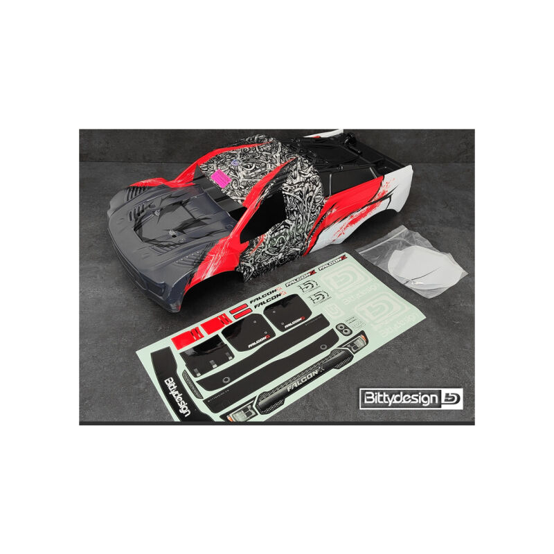 Bittydesign FALCON-X 1/7 Pre-Painted Red body for ARRMA Mojave 6S BLX, Pre-cut, 1.5mm / BDSC7-FLCX-PPR