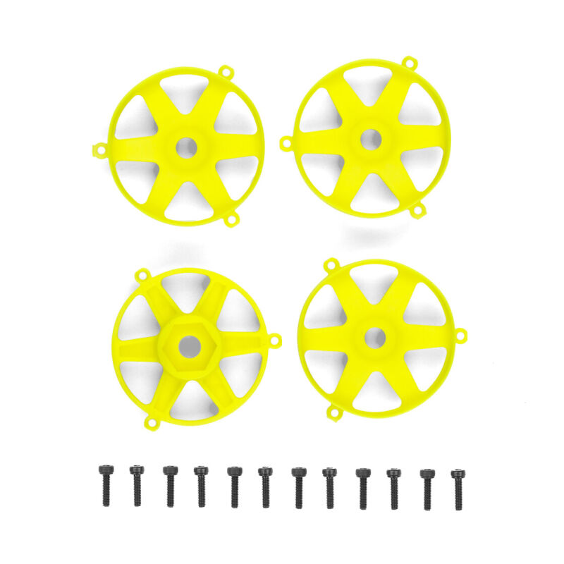 Team Associated DC10 FT Adjustable Wheel Face Plate, Fluorescent Yellow (Qty. 4) / AE72270