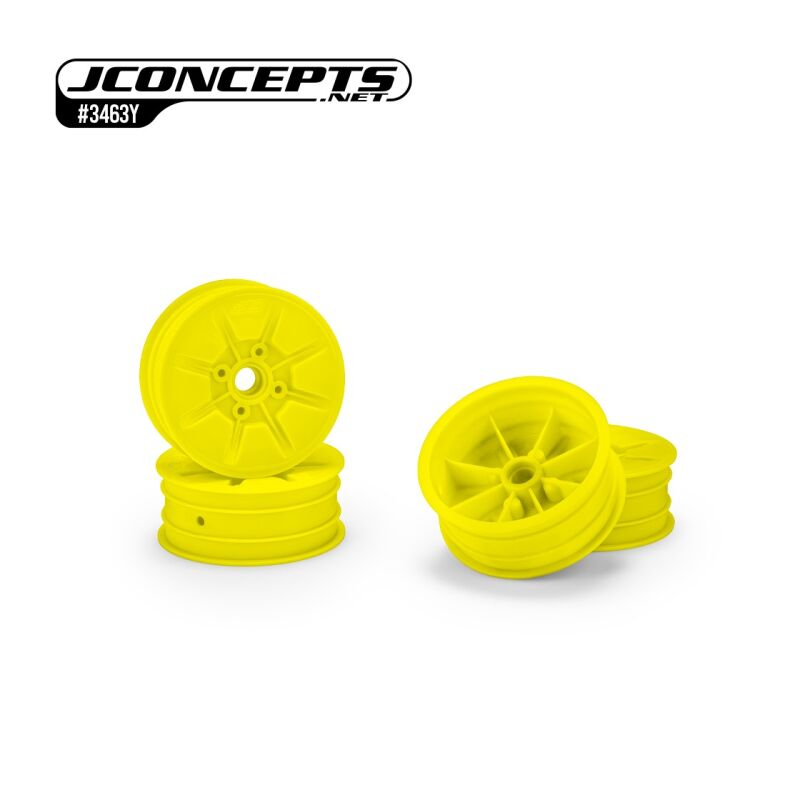 JConcepts Pioneer - RC10 2.2" front wheel, non-flanged bearing, yellow - 4pc / JCO3463Y
