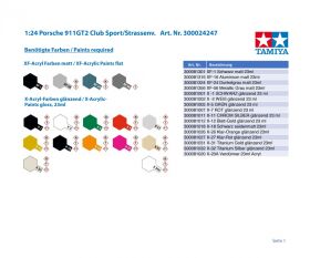 TAMIYA 1:24 Porsche 911GT2 Club Sport/Strassenv / 300024247