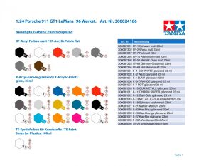 TAMIYA 1:24 Porsche 911 GT1 LeMans `96 Werkst. / 300024186