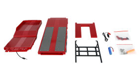 AMEWI / Tieflader-Sattelauflieger Dreiachser für Scania 1:18 rot / 22742