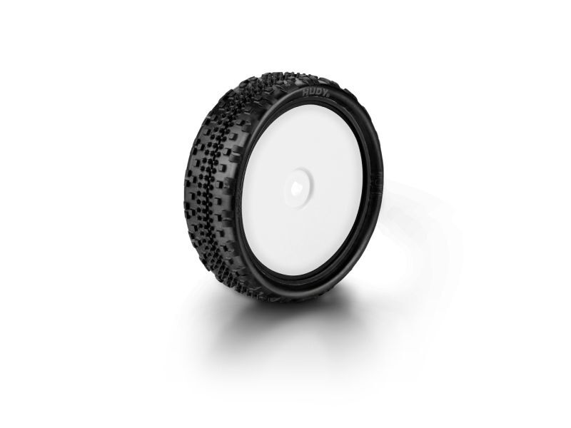 HUDY 1/10 OFF-ROAD PRE-GLUED TIRE 2WD FRONT CARPET - 101 (2) / HUD852101