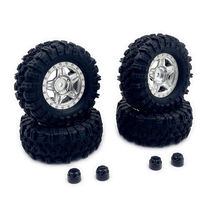 Hobby Plus RC 1.2inch Mudder Tire Set (60mm), Silver (4) / HBP240526