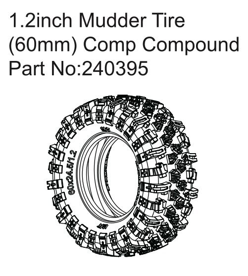 Hobby Plus RC 1.2"" Mudder Tire (60mm) Comp Compound / HBP240395