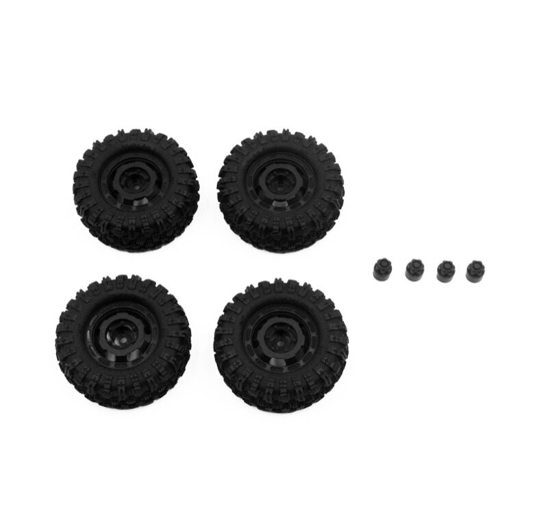 Hobby Plus RC CR-18P Truck Wheel/ Tire Set (Black) / HBP240443