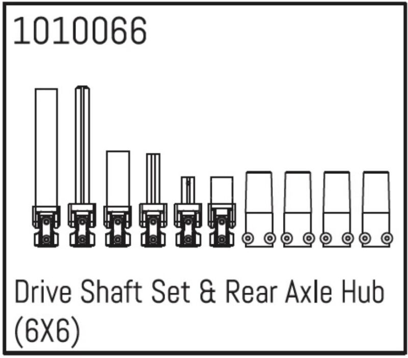 Hobby Plus RC Drive Shaft Set & Rear Axle Hub (6X6) / HBP240086