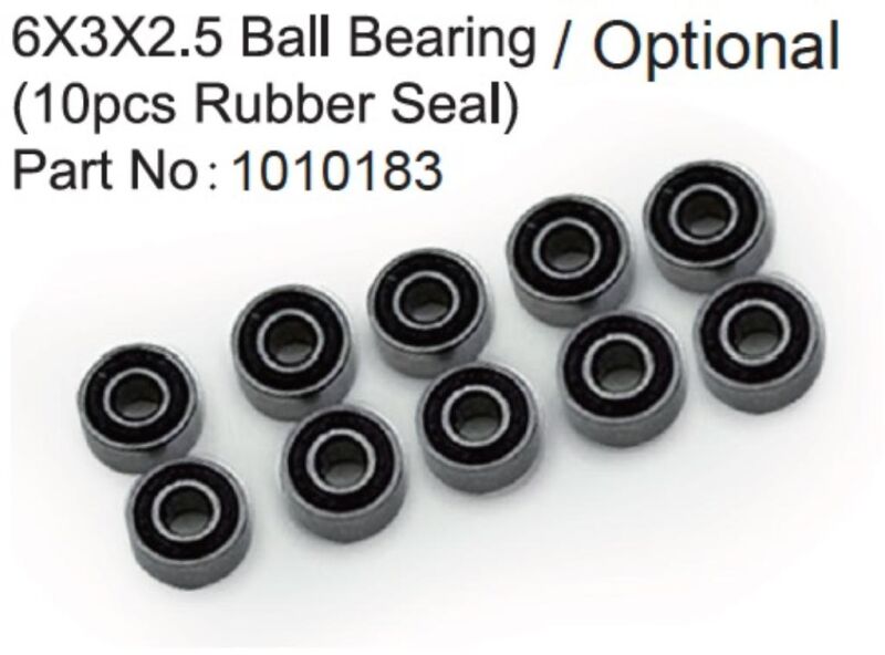 Hobby Plus RC 6X3X2.5 Ball Bearing ( 10pcs Rubber Seal ) / HBP240365