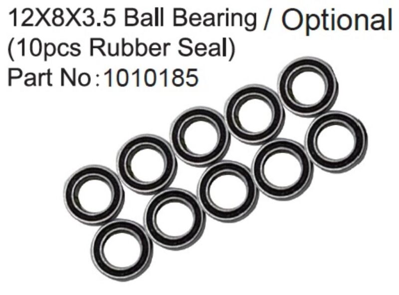 Hobby Plus RC 12X8X3.5 Ball Bearing ( 10pcs Rubber Seal ) / HBP240367