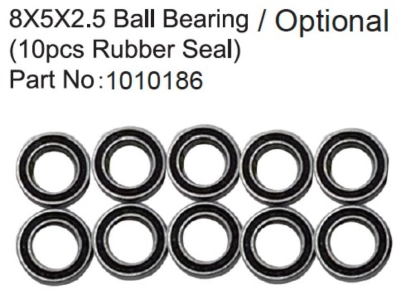 Hobby Plus RC 8X5X2.5 Ball Bearing ( 10pcs Rubber Seal ) / HBP240368