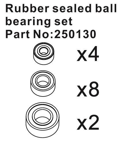 Hobby Plus RC Rubber Sealed Ball Bearing Set / HBP250130