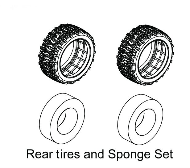 ABSIMA Rear Tire & Sponge Set - Buggy (2) / 1210018