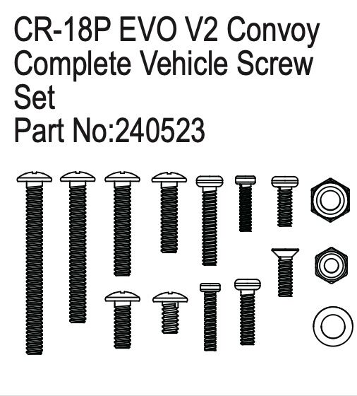 Hobby Plus RC Complete Vehicle Screw Set, Convoy EVO V2 / HBP240523