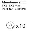 Hobby Plus RC Aluminum Shims 4*1.4*1mm (10) / HBP250120