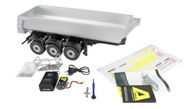 AMEWI Dreiachs-Sattelauflieger mit Kippmulde aus Metall 1:14 silber / 22735