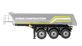 AMEWI Dreiachs-Sattelauflieger mit Kippmulde aus Metall 1:14 silber / 22735