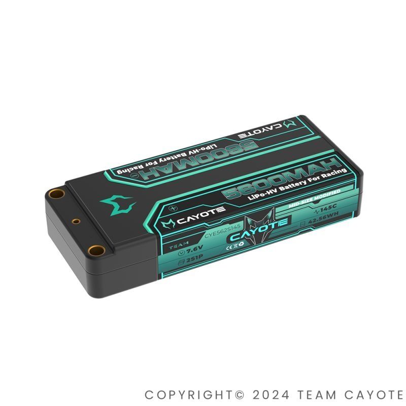 Racing Lipo Battery, 145C, 5600mAh, 2S1P, 7.6V, 42.56Wh / CYE562S145