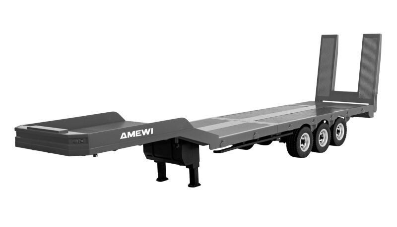 AMEWI Tieflader-Sattelauflieger Dreiachser für Scania 1:18 silber / 22763