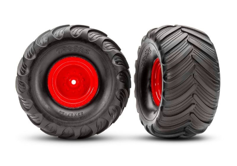TRAXXAS Terra Groove Reifen auf Felge hi rot (2) / TRX3663-RED